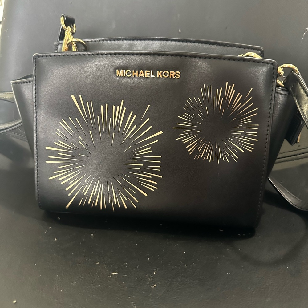 Michael Kors Black “Selma” bag with Gold Accents